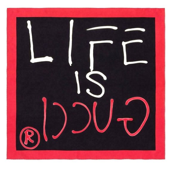 ⚡️SOLD! NWT GUCCI Is Life Black Red Square Scarf - Picture 3 of 8